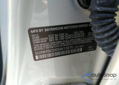 2013 BMW X3 xDrive28I from USA, damaged, VIN 5UXWX9C5XD0A13976